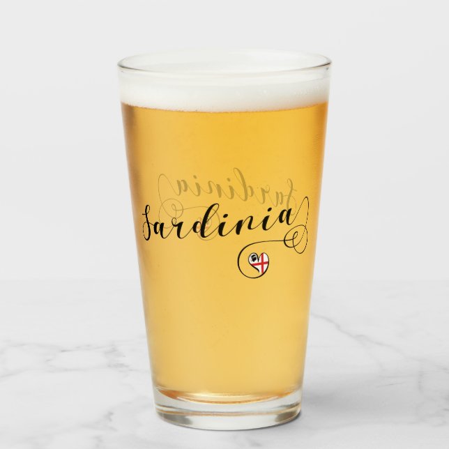 Sardinian Flag Heart, Sardinia Glass (Front Filled)