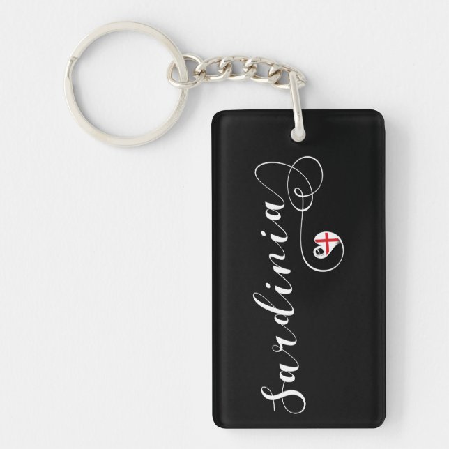 Sardinian Heart Flag, Sardinia Keychain (Front)