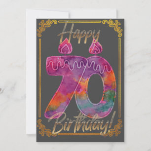 Saree Numeral with Gold 70th Birthday Card