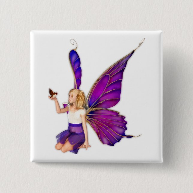 Sarella Fairy 2 Inch Square Button (Front)