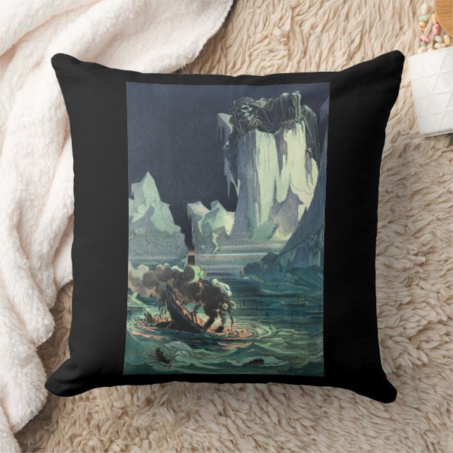 Sargasso Sea Grim Reaper & Sinking of Titanic Throw Pillow (Blanket)