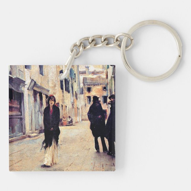 Sargent - Street in Venice, fine art Keychain (Back)