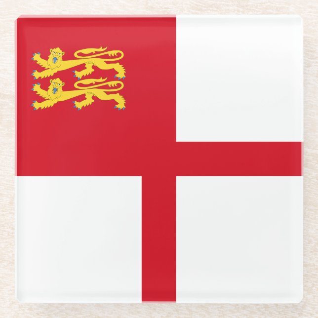 Sark Flag Glass Coaster (Front)