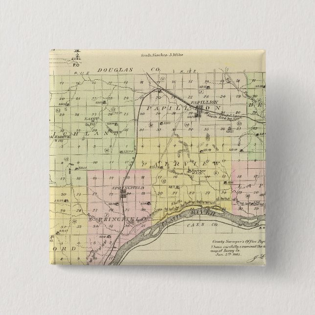 Sarpy County, Nebraska 2 Inch Square Button (Front)