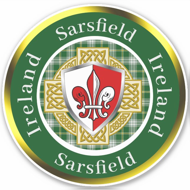 Sarsfield Irish Shield/Celtic Cross Personalized (Front)