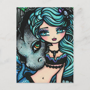 Sasha & Jett Mermaid Fantasy Dragon Art Postcard