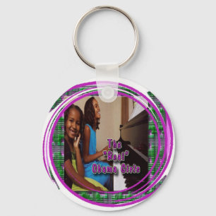 SASHA & MALIA OBAMA GIRLS ROUND KEYCHAIN