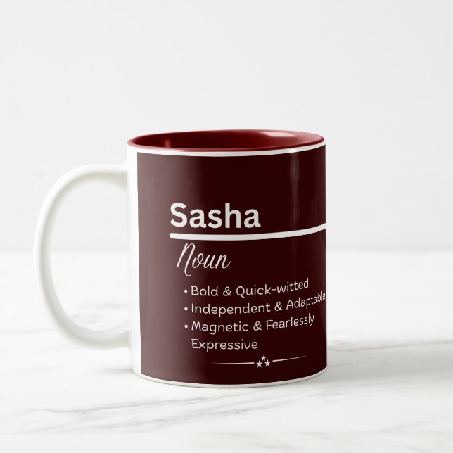 Sasha Personalized Girl Name Meaning Coffee Mug (Left)