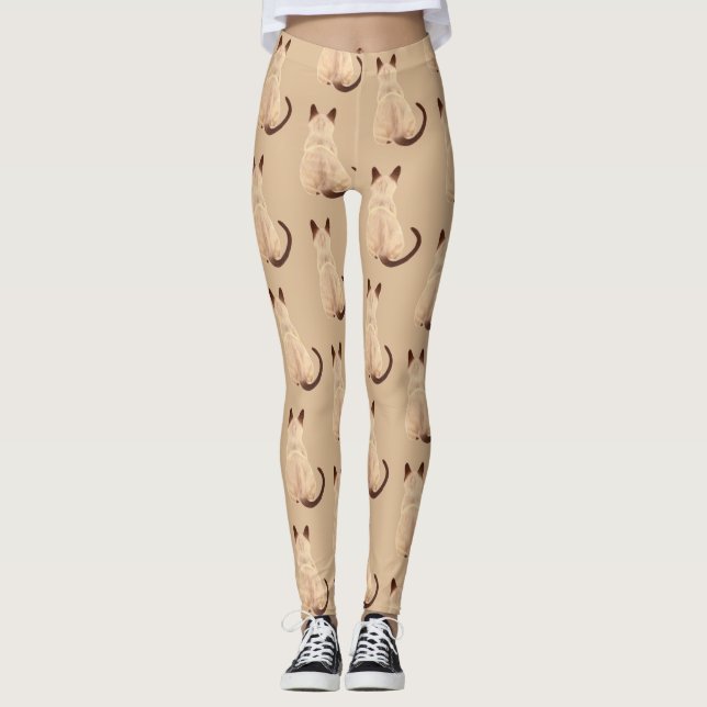 Sasha Siamese Cat Lover Kitty Looking Away Drawing Leggings (Front)