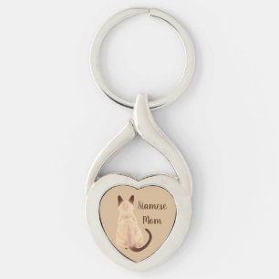Sasha Siamese Cat Mom Kitty Looking Away Back View Keychain