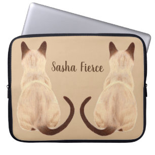 Sasha Siamese Cat Mom Kitty Looking Away Back View Laptop Sleeve