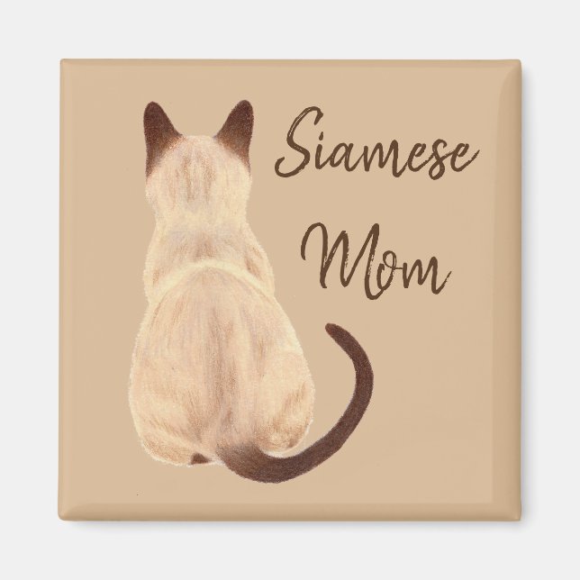 Sasha Siamese Cat Mom Kitty Looking Away Back View Magnet (Front)