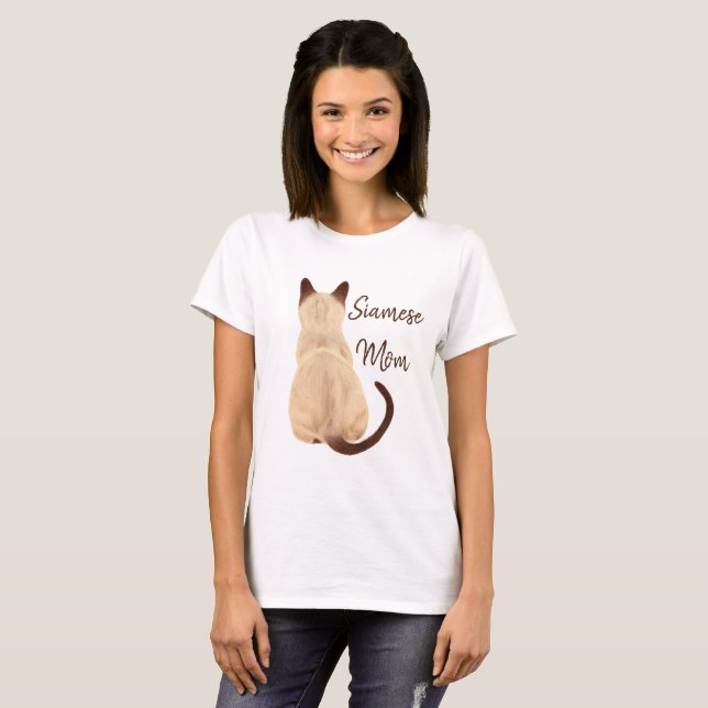 Sasha Siamese Cat Mom Kitty Looking Away Back View T-Shirt (Front Full)