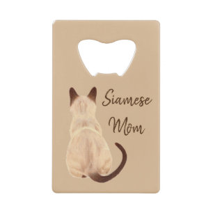 Sasha Siamese Cat Mom Kitty Looking Away Drawing Wallet Bottle Opener
