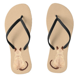 Sasha Siamese Cat Person Kitty Looking Away Art Flip Flops