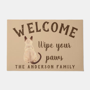 Sasha Siamese Cat Sitting Back View Kitty Custom Doormat