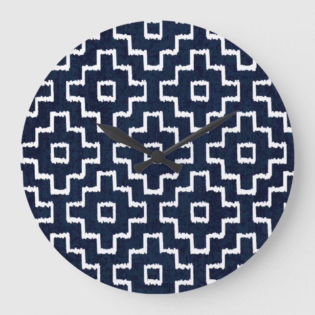 Sashiko Pattern: Traditional Japanese Embroidery Large Clock (Front)