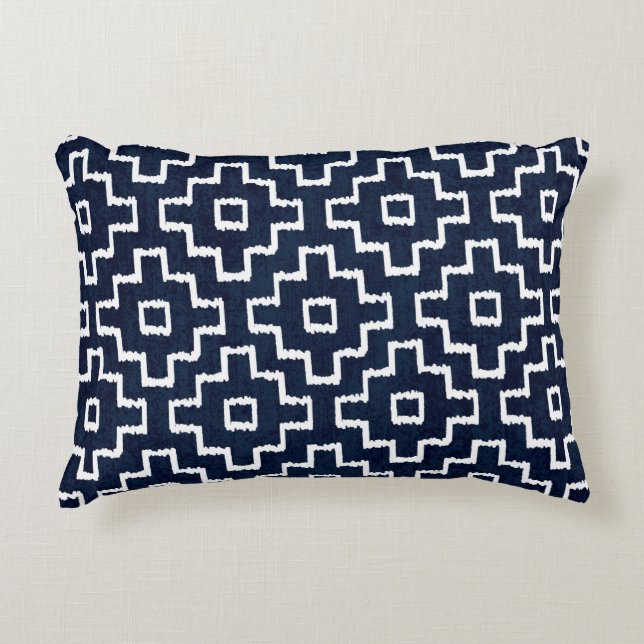 Sashiko seamless indigo dye pattern with tradition accent pillow (Front)