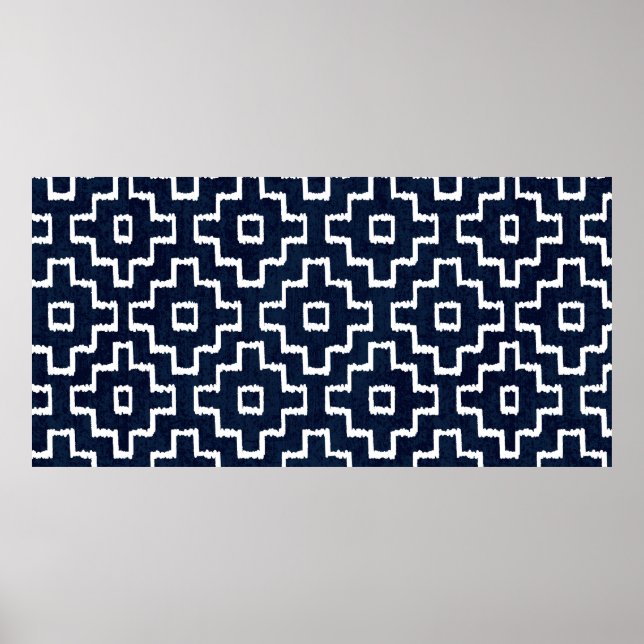 Sashiko seamless indigo dye pattern with tradition poster (Front)