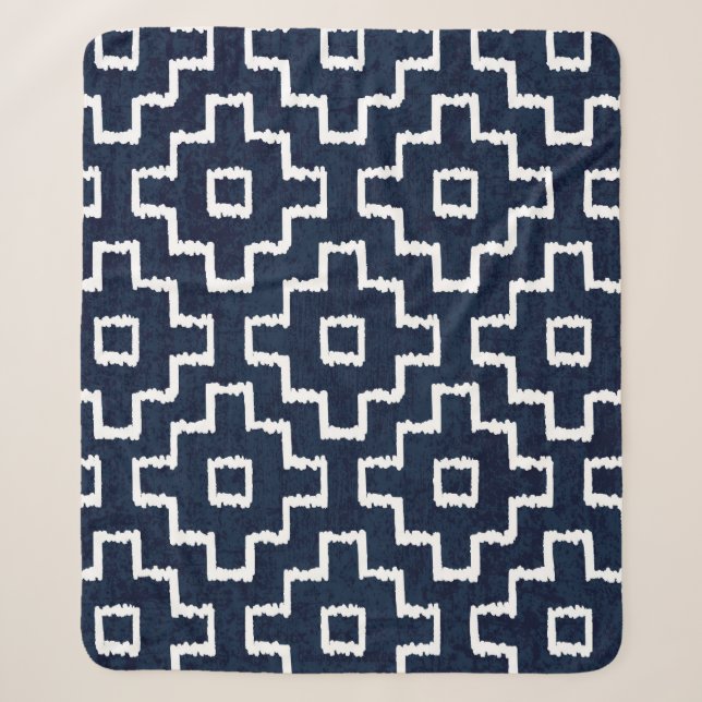 Sashiko seamless indigo dye pattern with tradition sherpa blanket (Front)