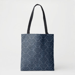 Sashiko seamless indigo dye pattern with tradition tote bag