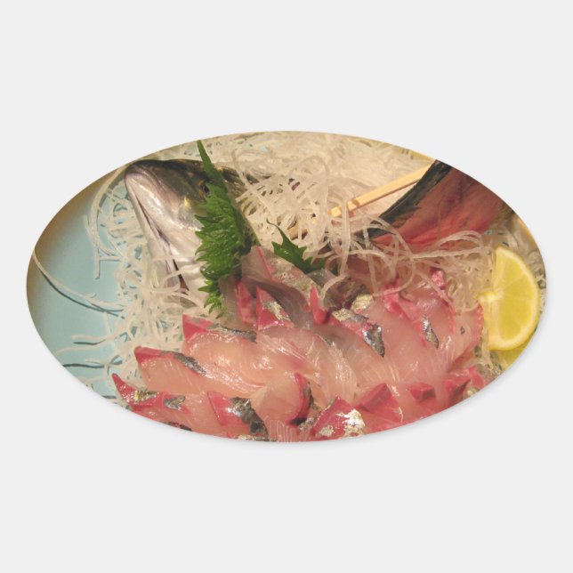 Sashimi 刺身 ... Japanese Food Oval Sticker (Front)