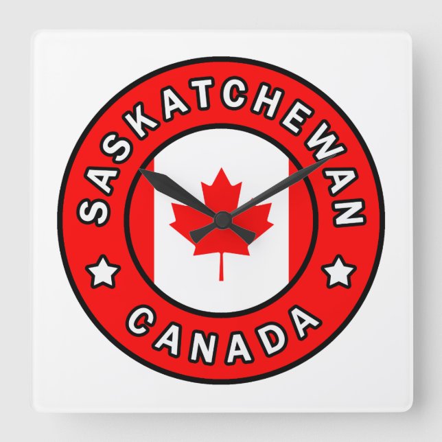 Saskatchewan Canada Square Wall Clock (Front)