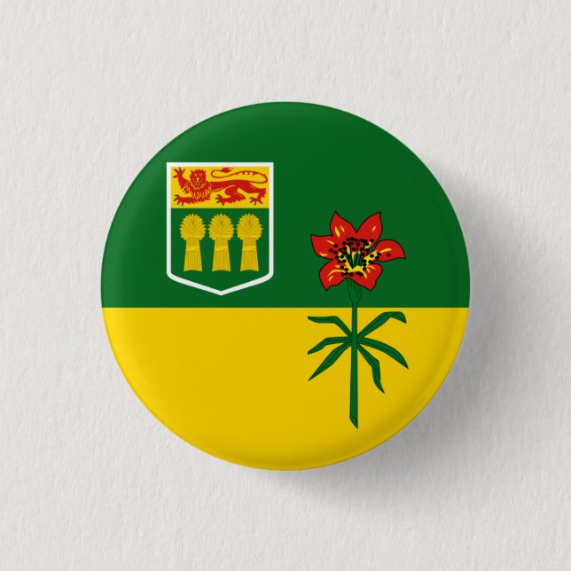 Saskatchewan Flag (CANADA) 1 Inch Round Button (Front)