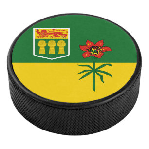 Saskatchewan Flag (CANADA) Hockey Puck