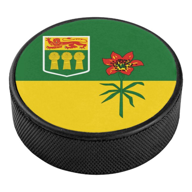 Saskatchewan Flag (CANADA) Hockey Puck (3/4)