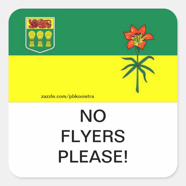 Saskatchewan No Flyers Please mail Box Sticker (Front)