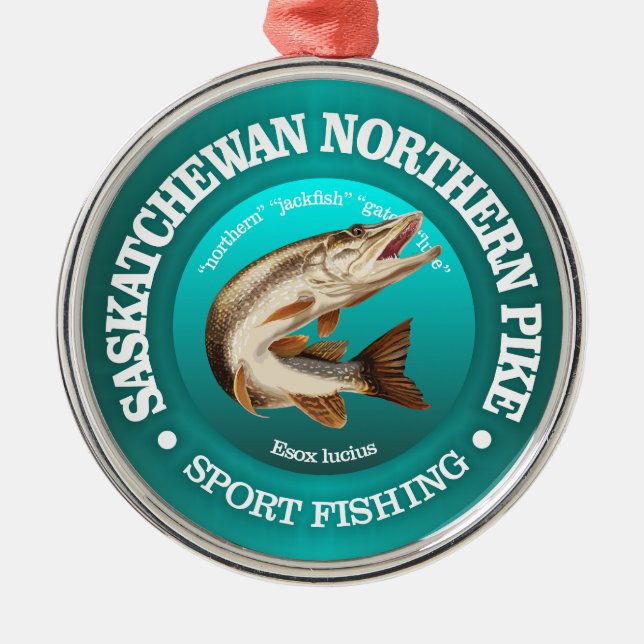 Saskatchewan Pike Fishing Metal Ornament (Front)