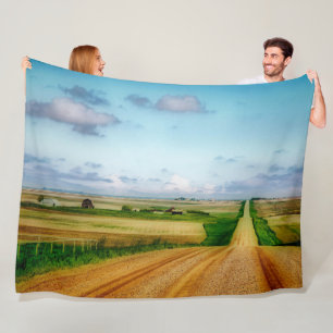 Saskatchewan Prairie Road Fleece Blanket