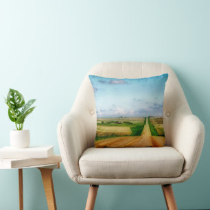Saskatchewan Prairie Road Throw Pillow