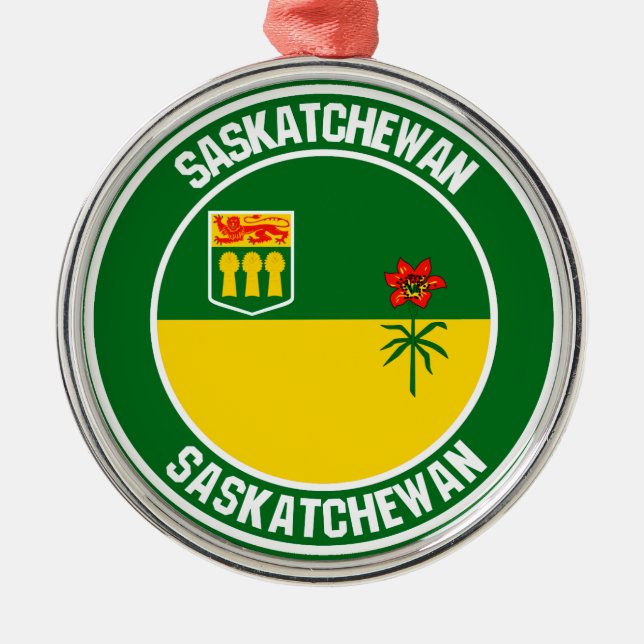 Saskatchewan Round Emblem Metal Ornament (Front)