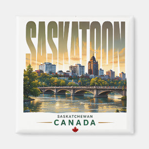 Saskatoon Canada Skyline South Saskatchewan River Magnet