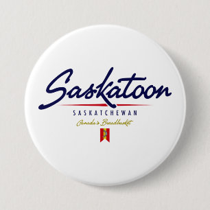 Saskatoon Script 3 Inch Round Button