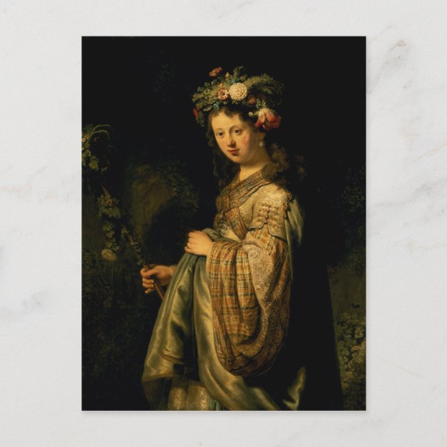 Saskia as Flora, 1634 Postcard (Front)