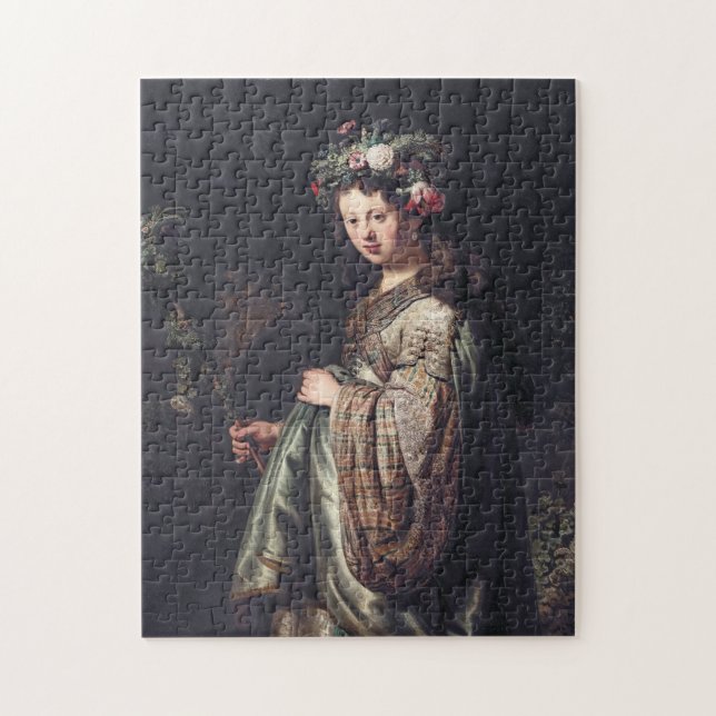 Saskia van Uylenburgh as Flora, Rembrandt, 1634 Jigsaw Puzzle (Vertical)