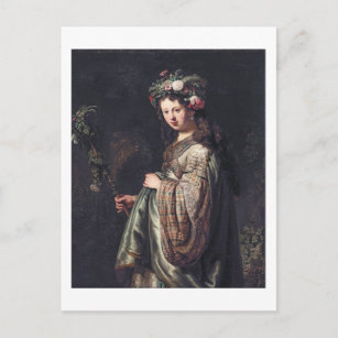 Saskia van Uylenburgh as Flora, Rembrandt, 1634 Postcard