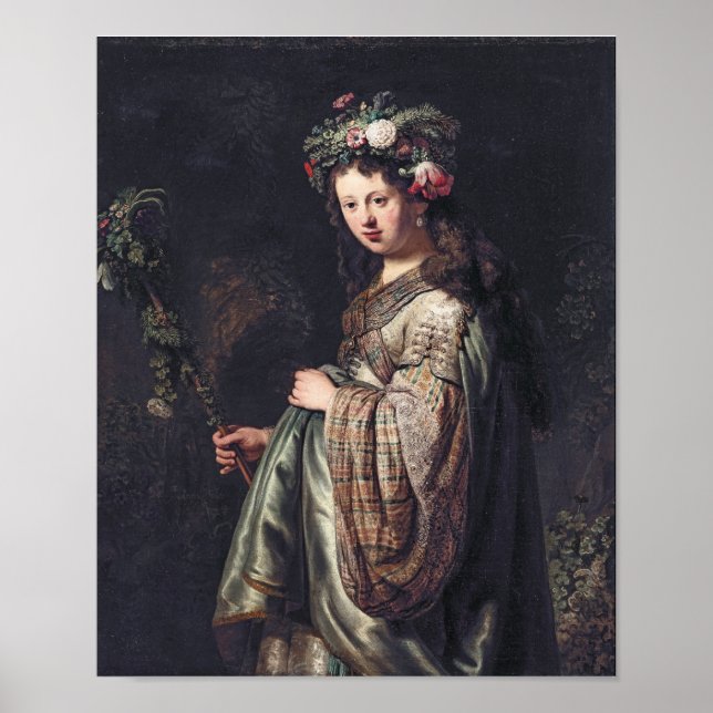 Saskia van Uylenburgh as Flora, Rembrandt, 1634 Poster (Front)