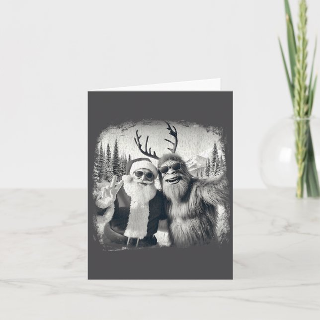 Sasquatch 67 Christmas Tree Funny Santa Bigfoot  Card (Front)