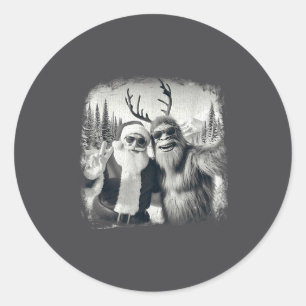 Sasquatch 67 Christmas Tree Funny Santa Bigfoot Classic Round Sticker
