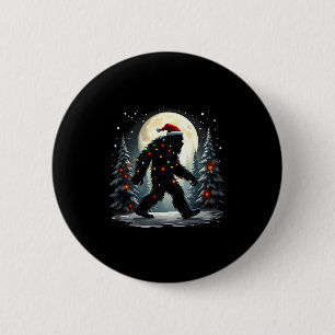 Sasquatch 67 Santa Bigfoot Christmas Tree Funny 2 Inch Round Button