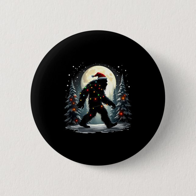 Sasquatch 67 Santa Bigfoot Christmas Tree Funny  2 Inch Round Button (Front)
