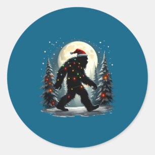 Sasquatch 67 Santa Bigfoot Christmas Tree Funny Classic Round Sticker