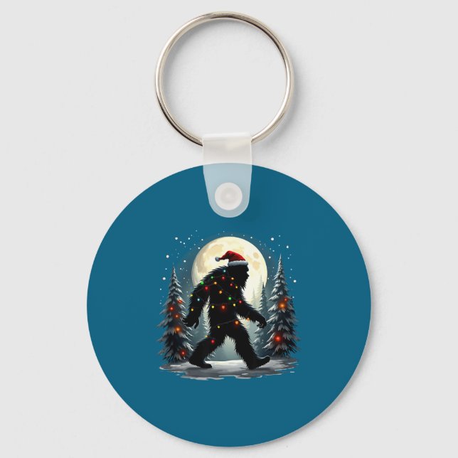 Sasquatch 67 Santa Bigfoot Christmas Tree Funny  Keychain (Front)