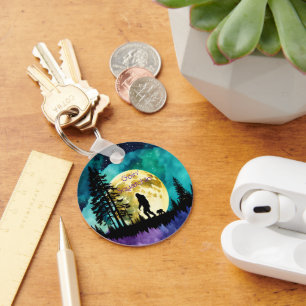 Sasquatch and Bear on the mountain *personalize* Keychain