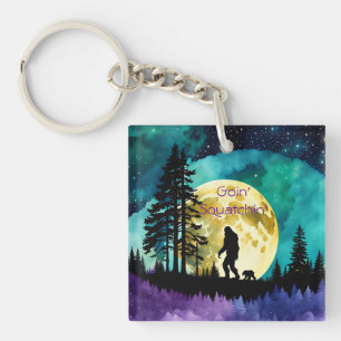 Sasquatch and Bear on the mountain *personalize* Keychain