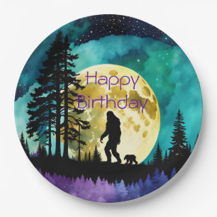 Sasquatch and Bear on the mountain *personalize* Paper Plate